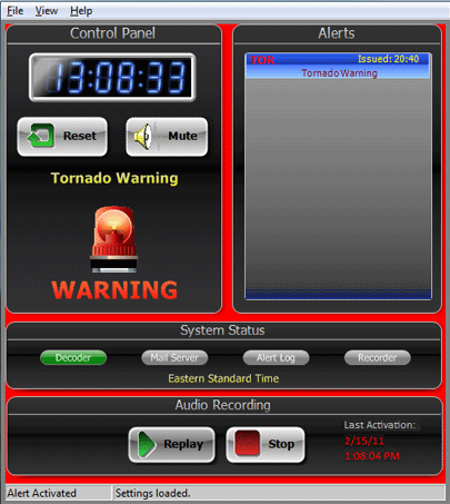 EASAlert screen