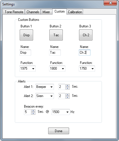 Custom settings screen